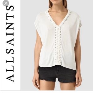 All Saints Aria Crop White, Braided Front Detail Size L